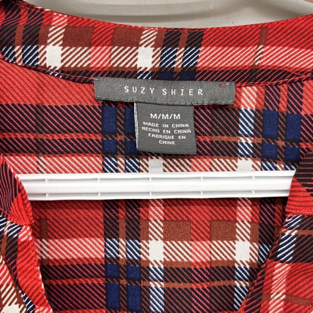 Suzy Shier Plaid Checkered Midi Dress Women's Size Medium - Picture 4 of 7